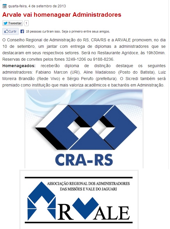 Homenagem ARVALE